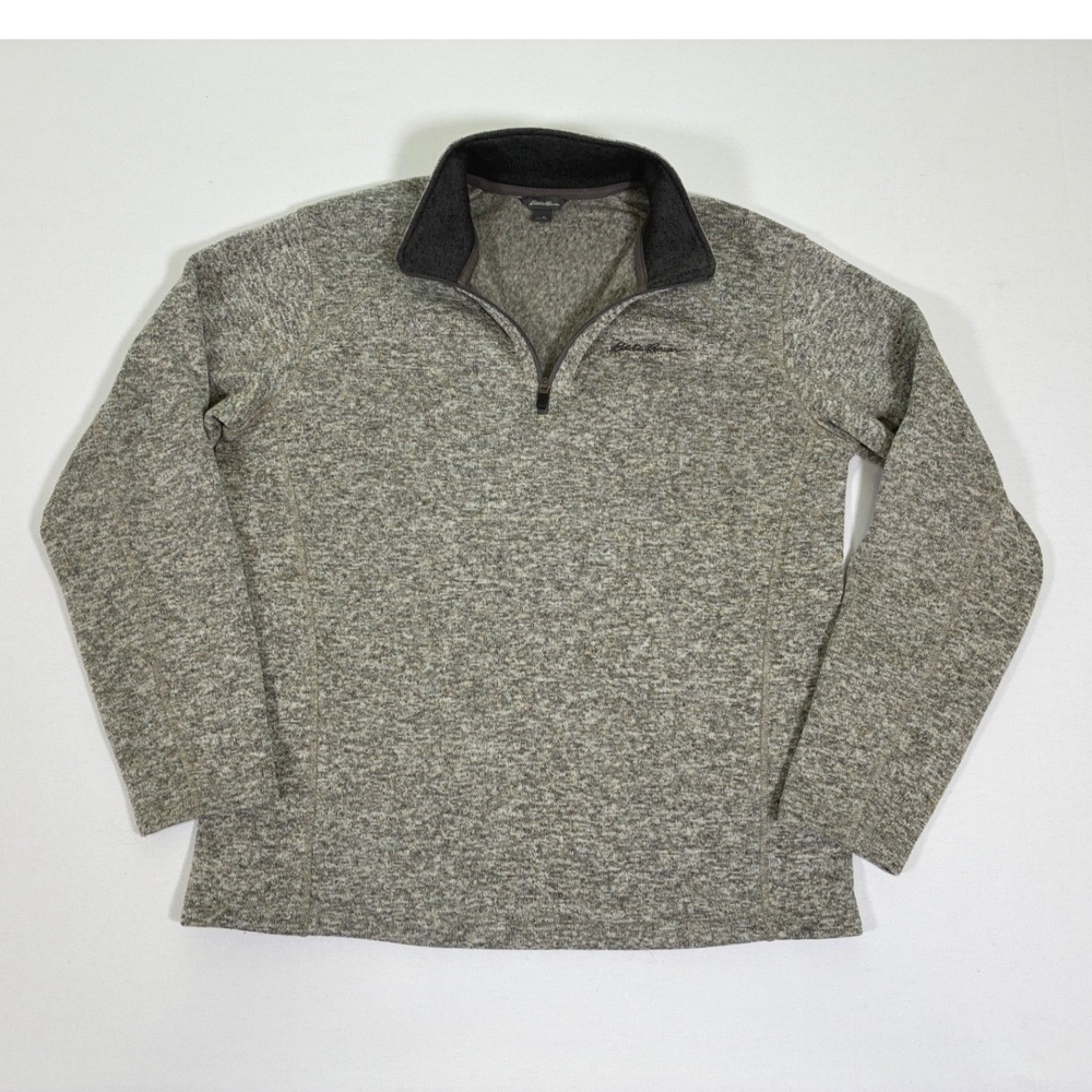Eddie Bauer Mens XL Gray Heather Quarter Zip Fleece Pullover K3066581